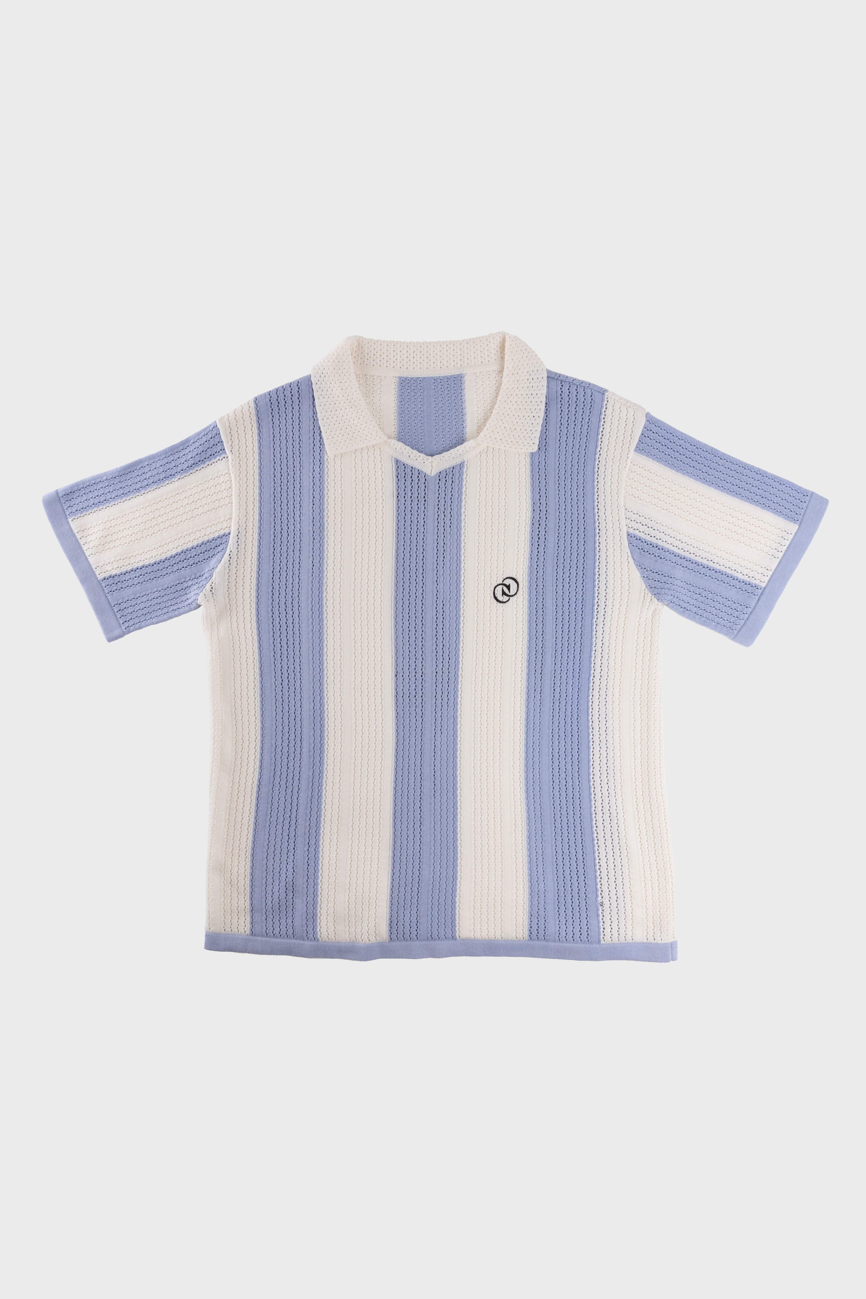 Calmé Club ARGENTINA STRIPE KNITTED JERSEY Tee 402 Light Blue Mix