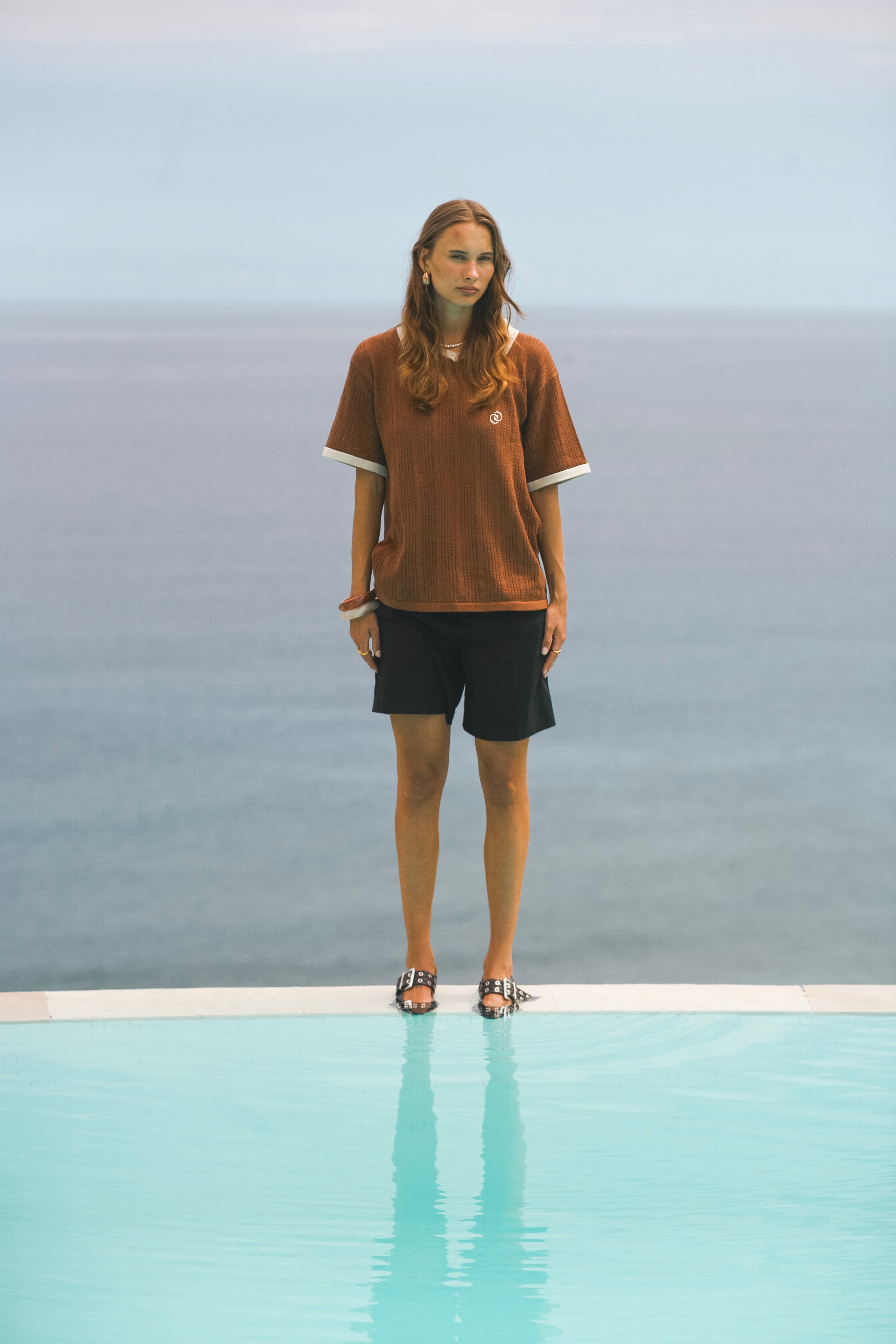Calmé Club COFFEE - KNITTED JERSEY Tee 288 coffee