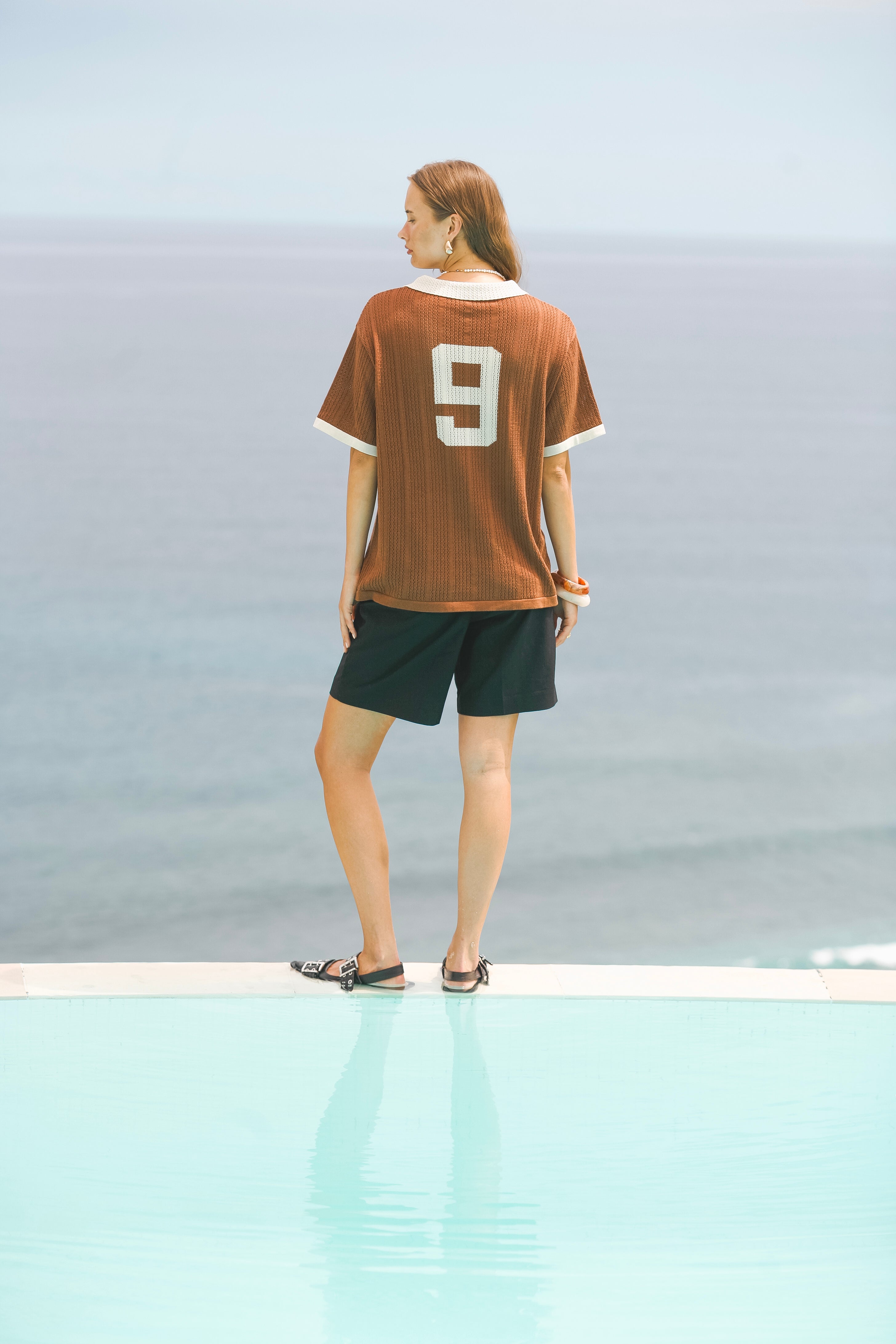 Calmé Club COFFEE - KNITTED JERSEY Tee 288 coffee