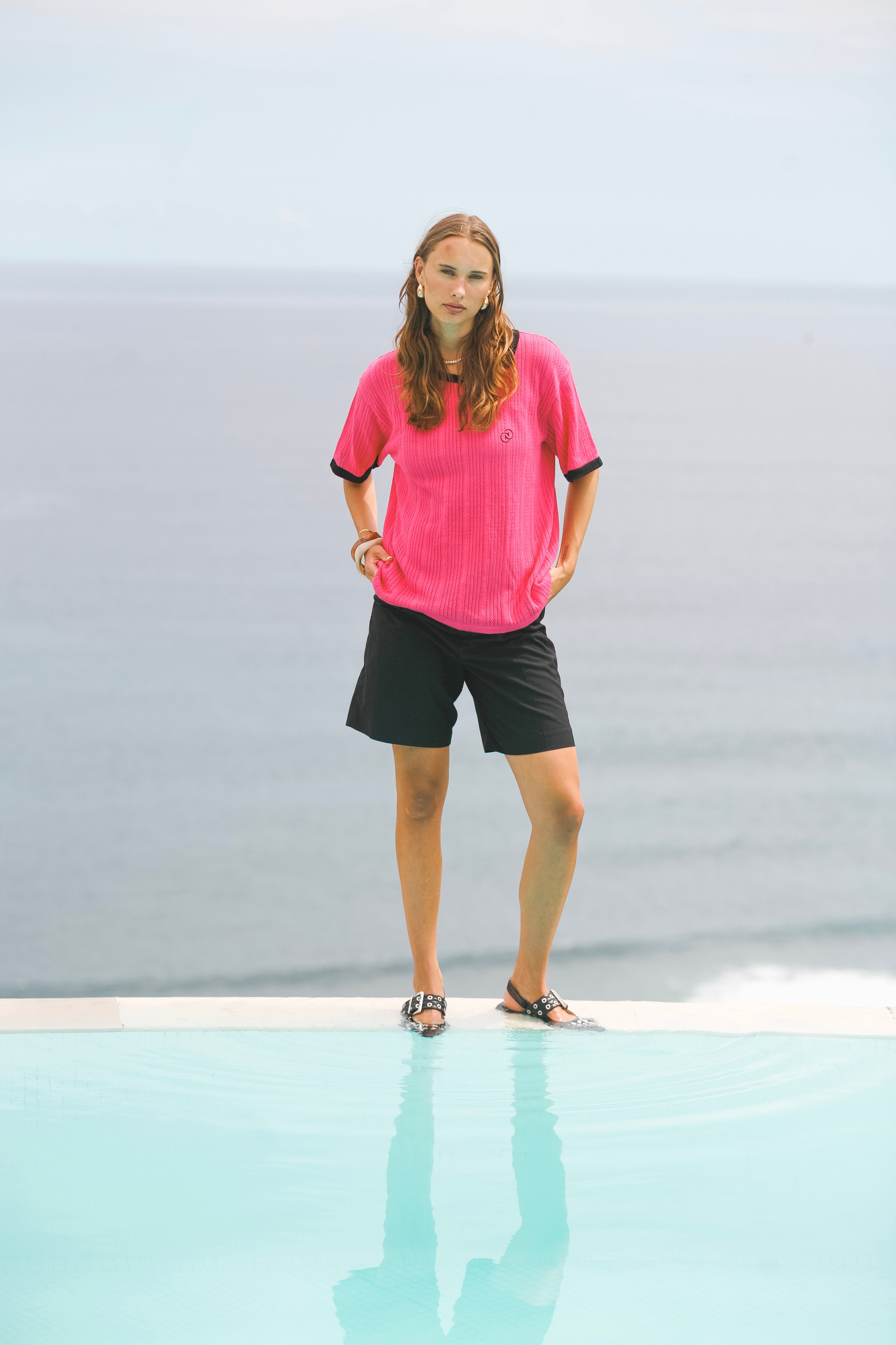 Calmé Club HOT PINK KNITTED JERSEY Tee 637