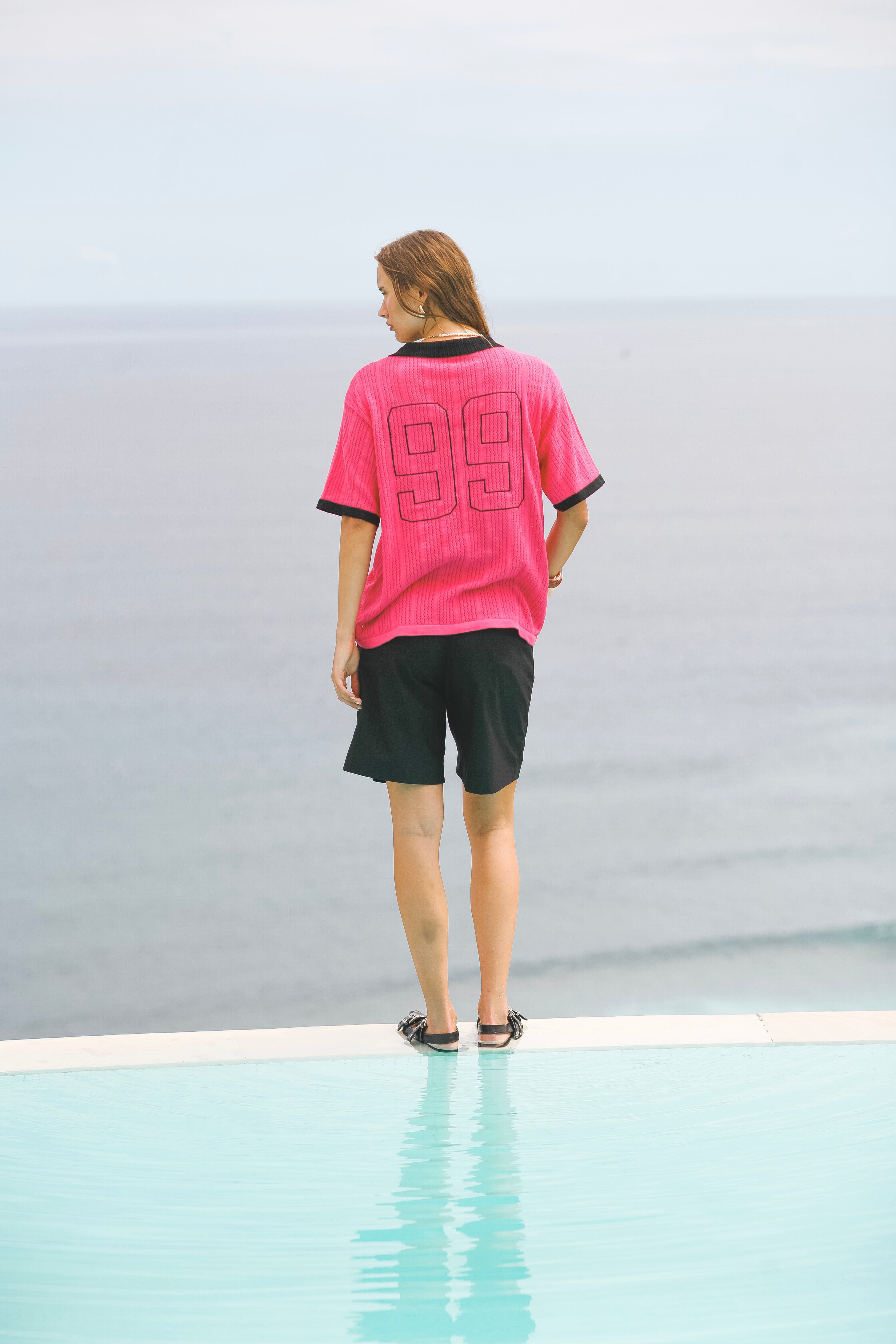 Calmé Club HOT PINK KNITTED JERSEY Tee 637