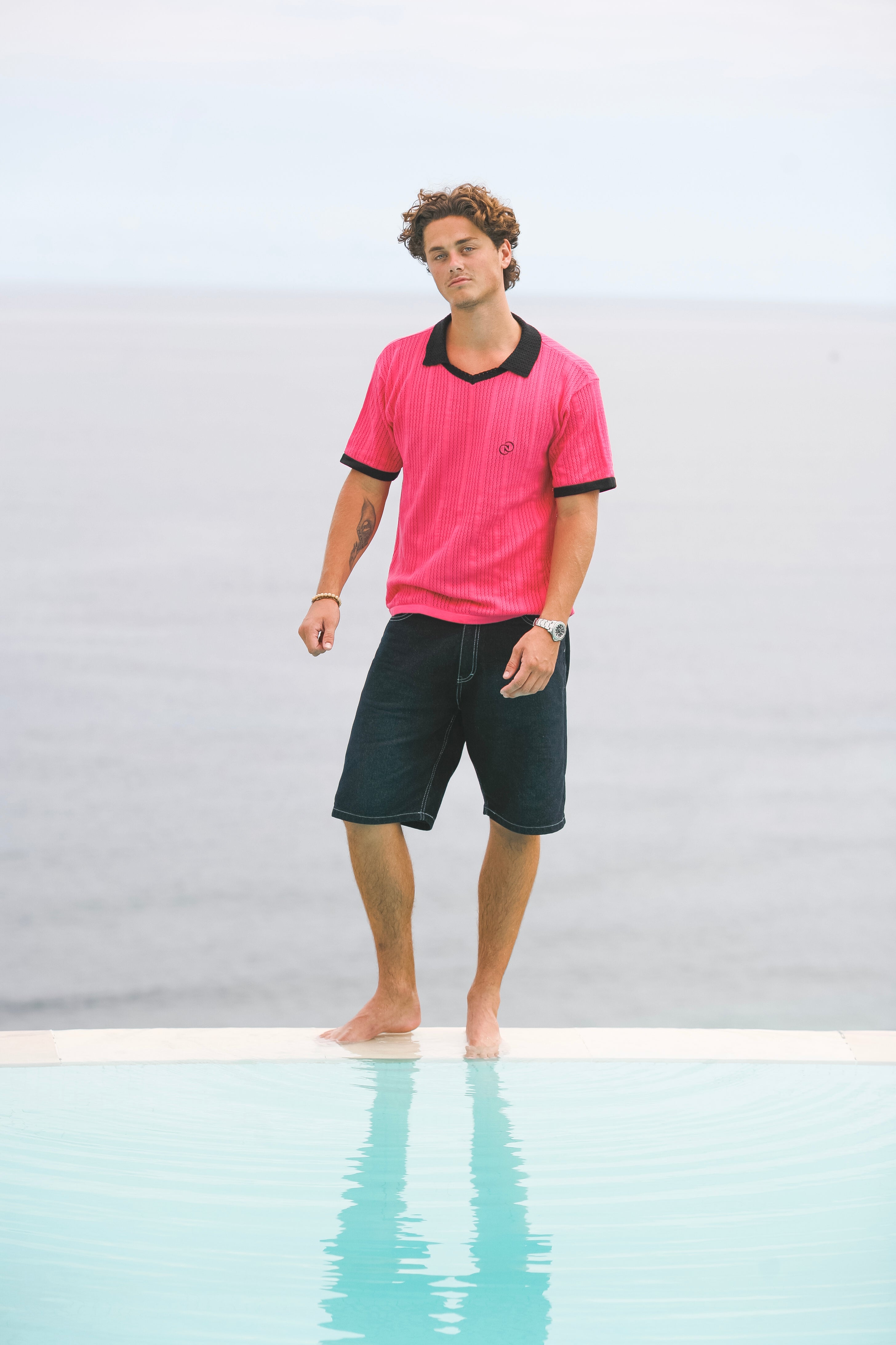 Calmé Club HOT PINK KNITTED JERSEY Tee 637
