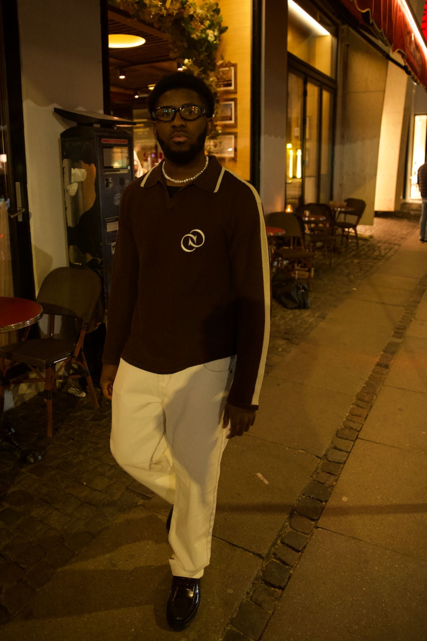 Calmé Club ROMA knitted jersey Tee 224 Dark Brown mix