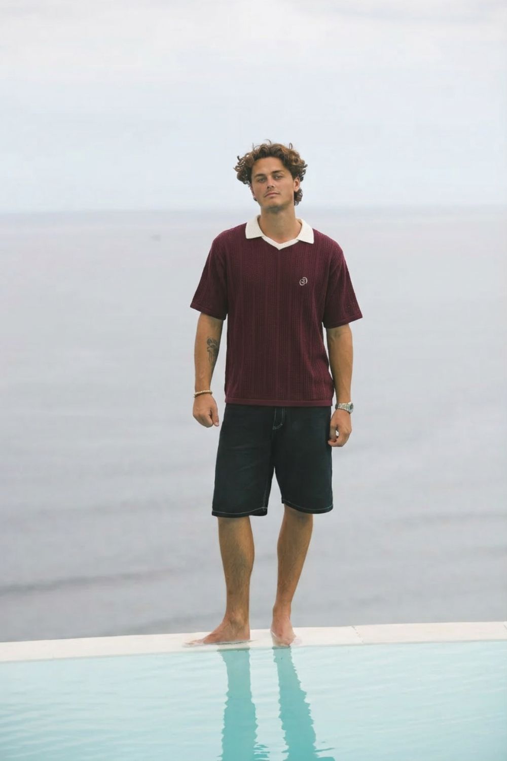 Calmé Club BORDEAUX KNITTED JERSEY Tee 664 Red