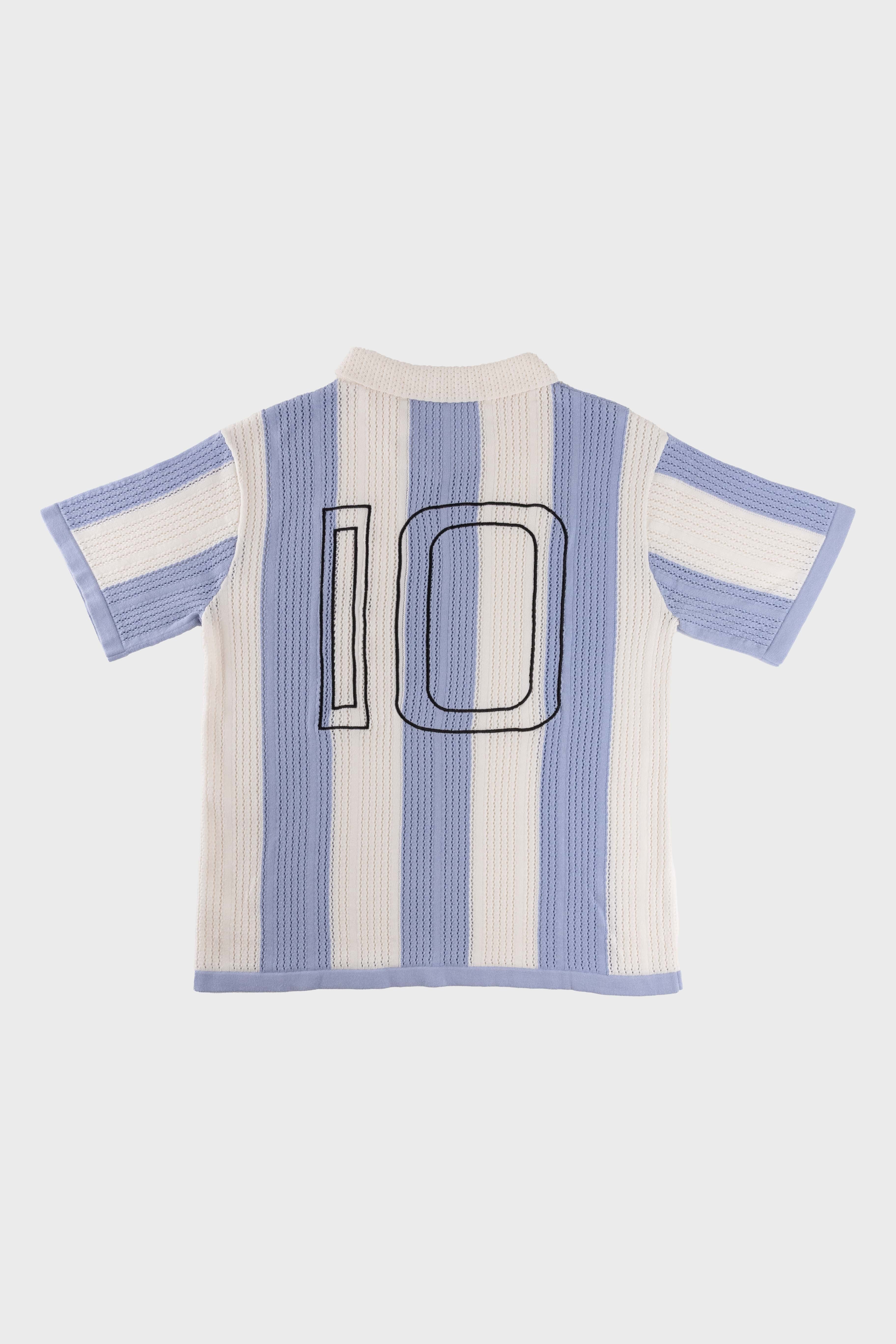 Calmé Club ARGENTINA STRIPE KNITTED JERSEY Tee 402 Light Blue Mix