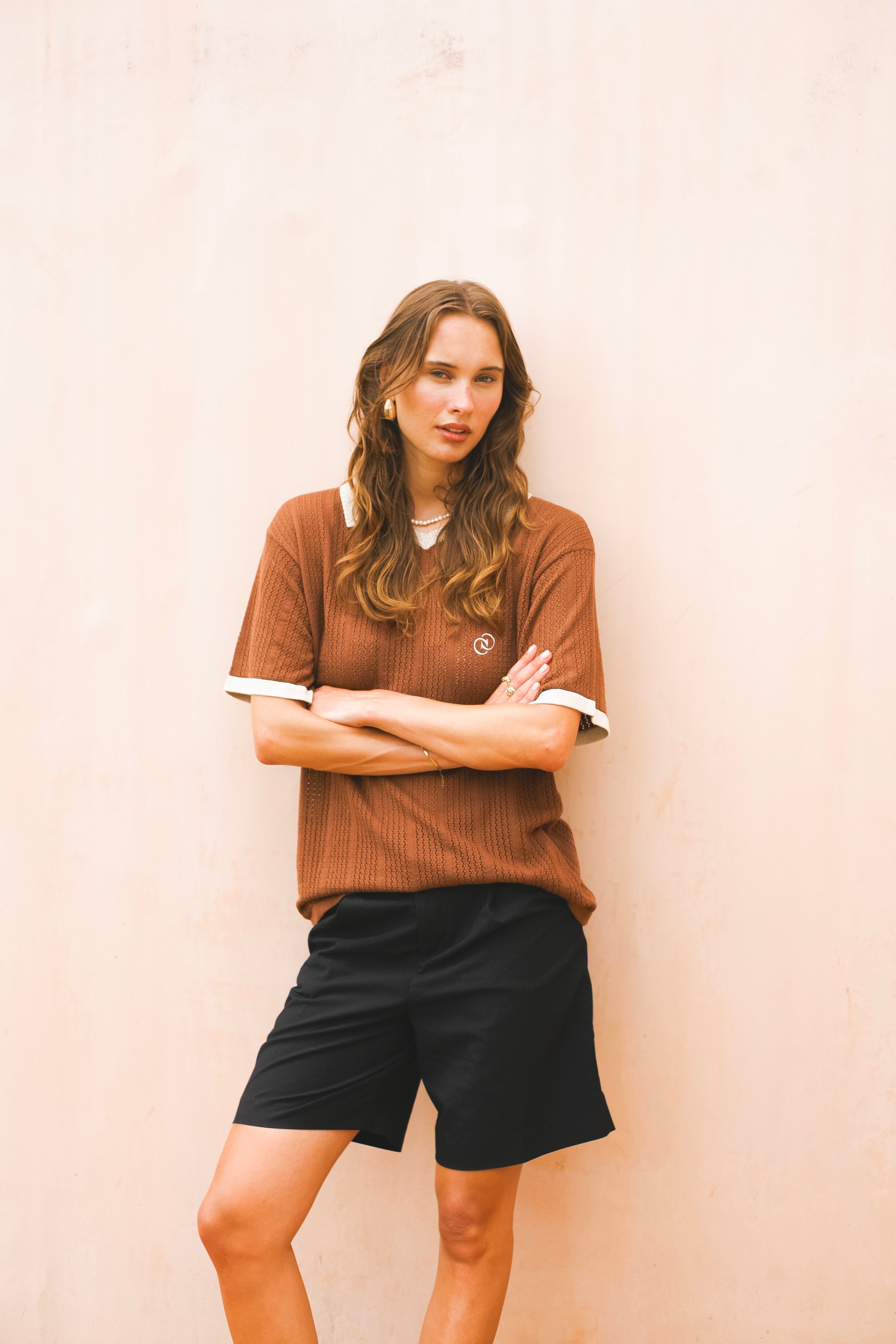 Calmé Club COFFEE - KNITTED JERSEY Tee 288 coffee