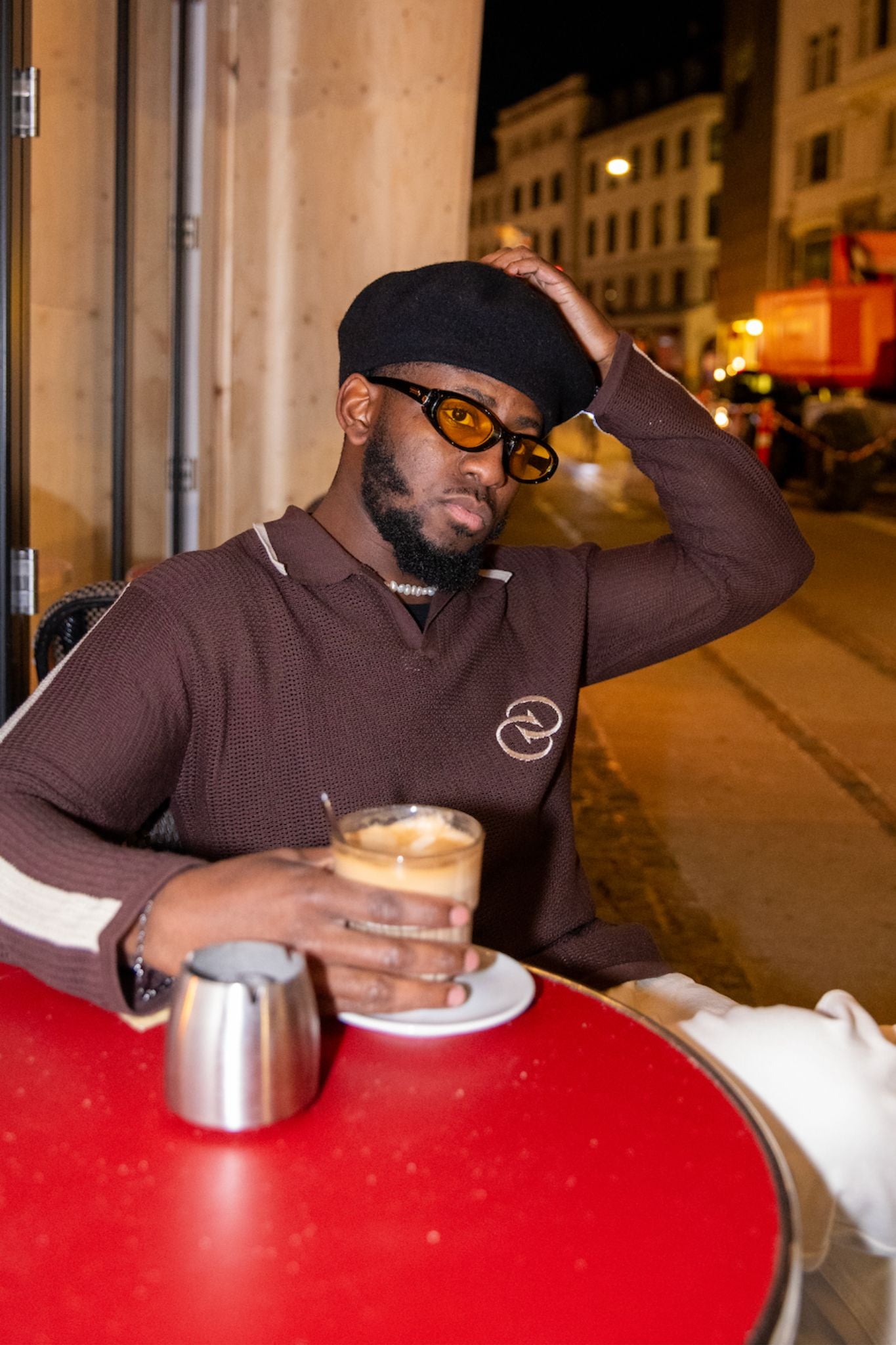 Calmé Club ROMA knitted jersey Tee 224 Dark Brown mix