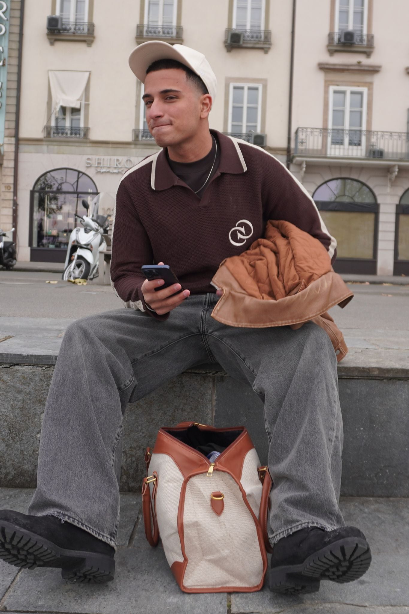 Calmé Club ROMA knitted jersey Tee 224 Dark Brown mix