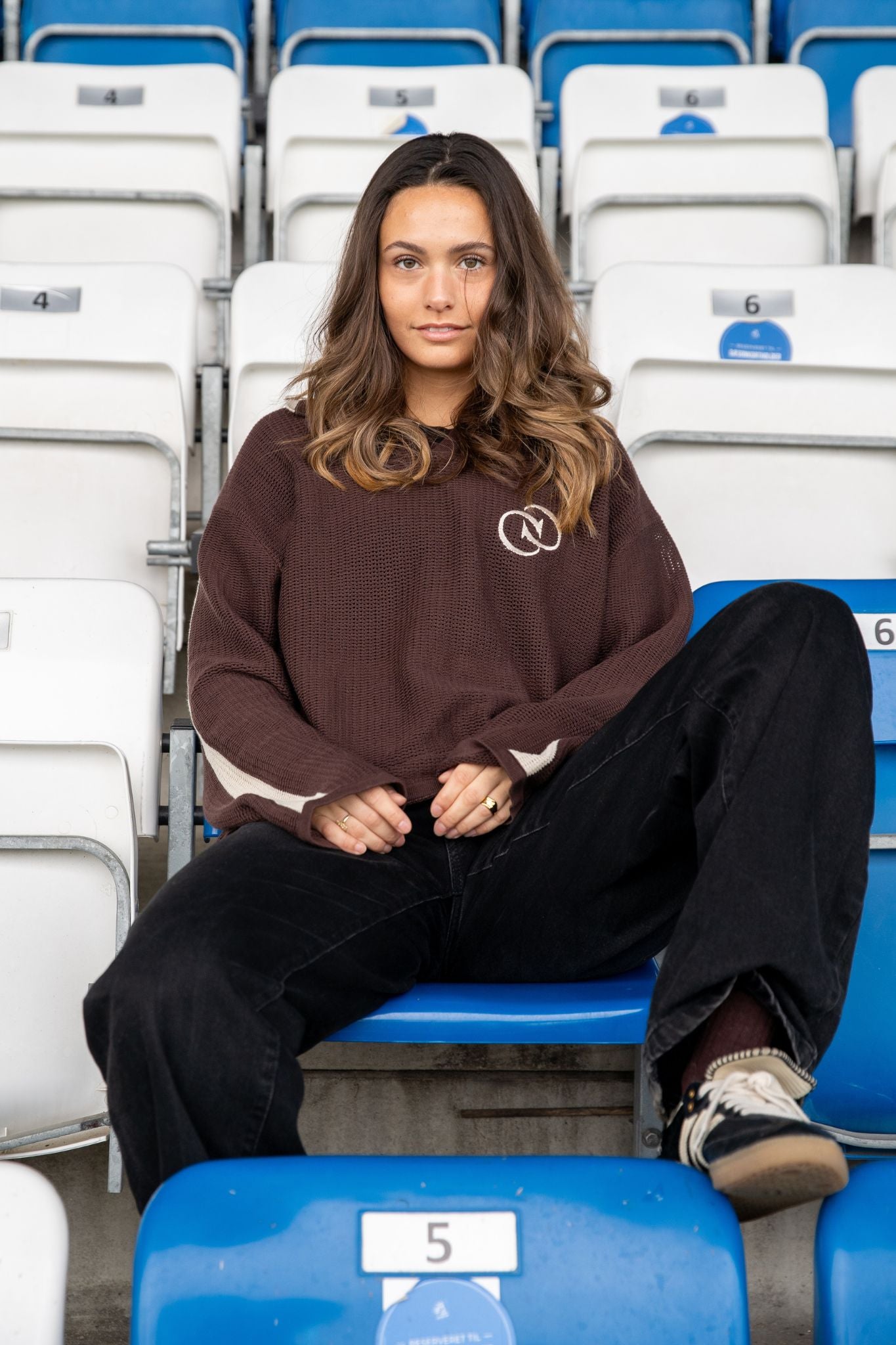 Calmé Club ROMA knitted jersey Tee 224 Dark Brown mix